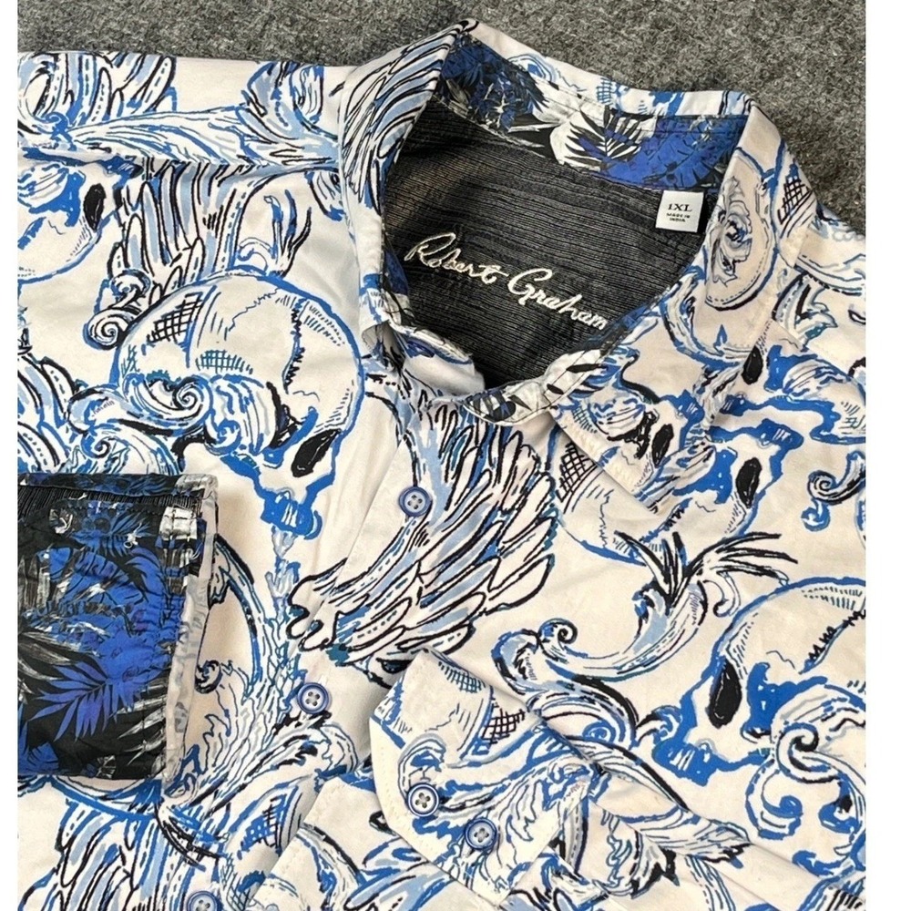 Robert Graham 1XL Skull Print Button Down‎ Shirt Long Sleeve performance stretch
